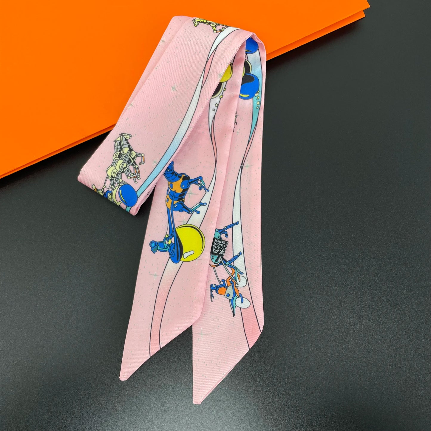 🧣 Glomexia Printed Silk Hair Scarf – Elegant Slim Fashion Wrap ✨