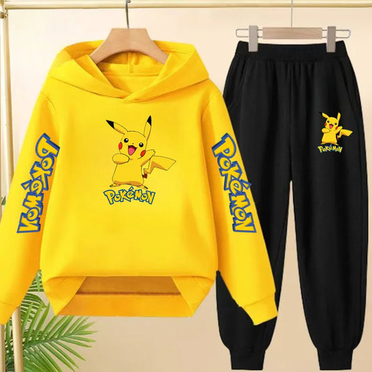 Kids Velvet Hooded Outfit Set – Warm Printed Jacket & Pants