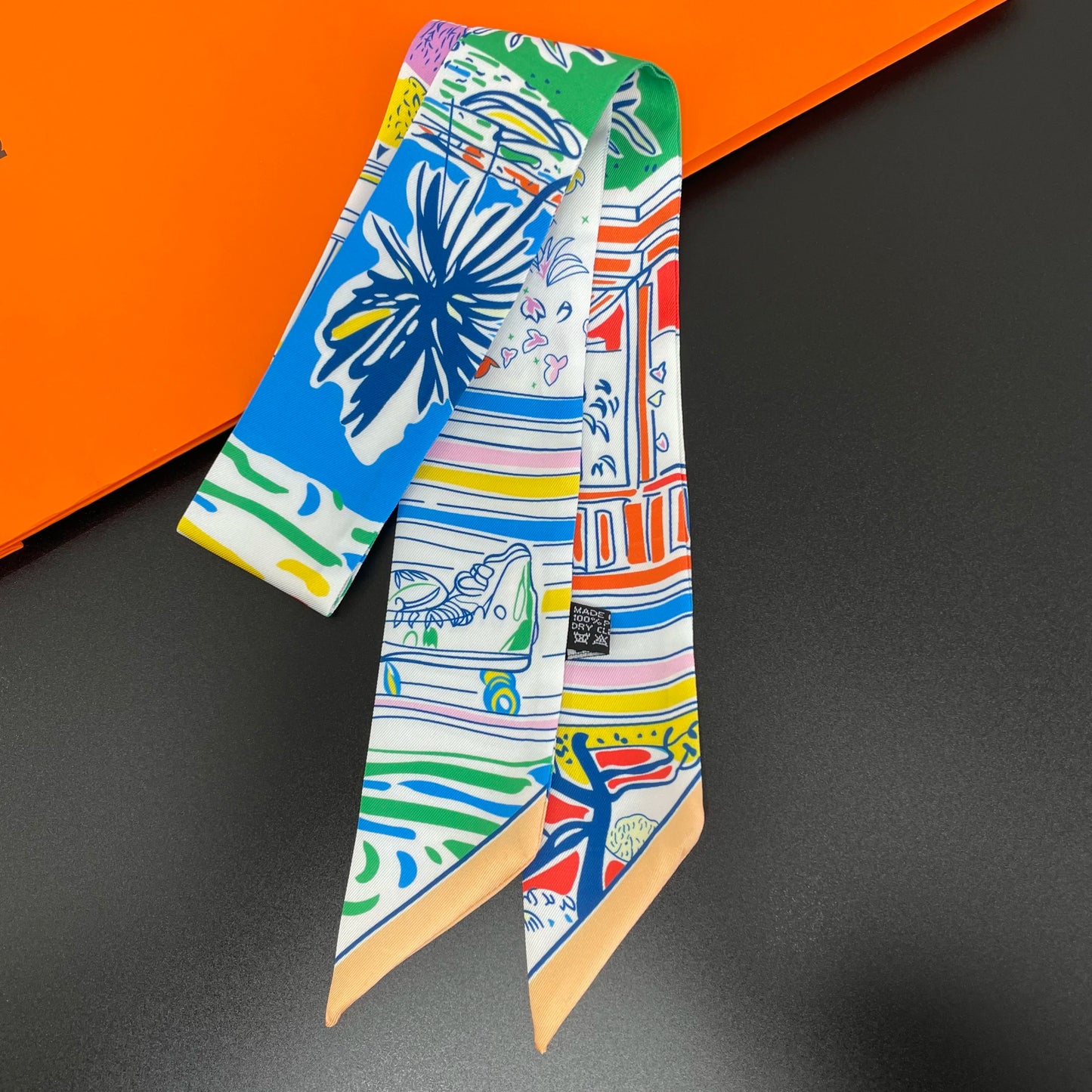 🧣 Glomexia Printed Silk Hair Scarf – Elegant Slim Fashion Wrap ✨