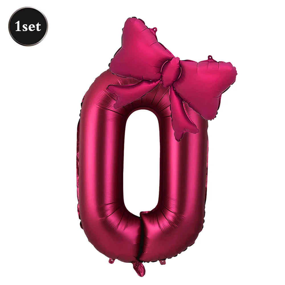 Large Bow Number Foil Birthday Balloon