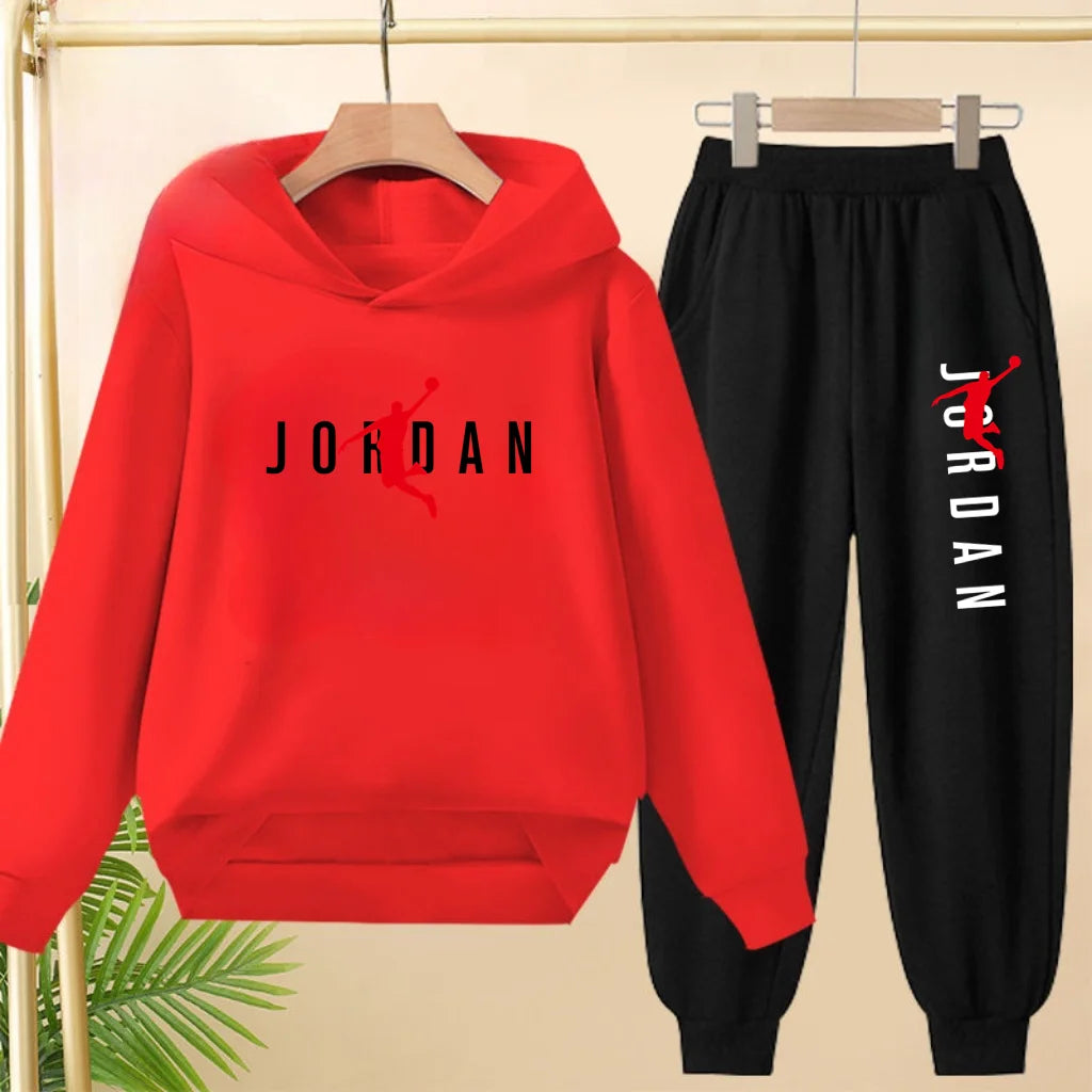 Glomexia Kids Black Hoodie Set – Trendy Sports Outfit