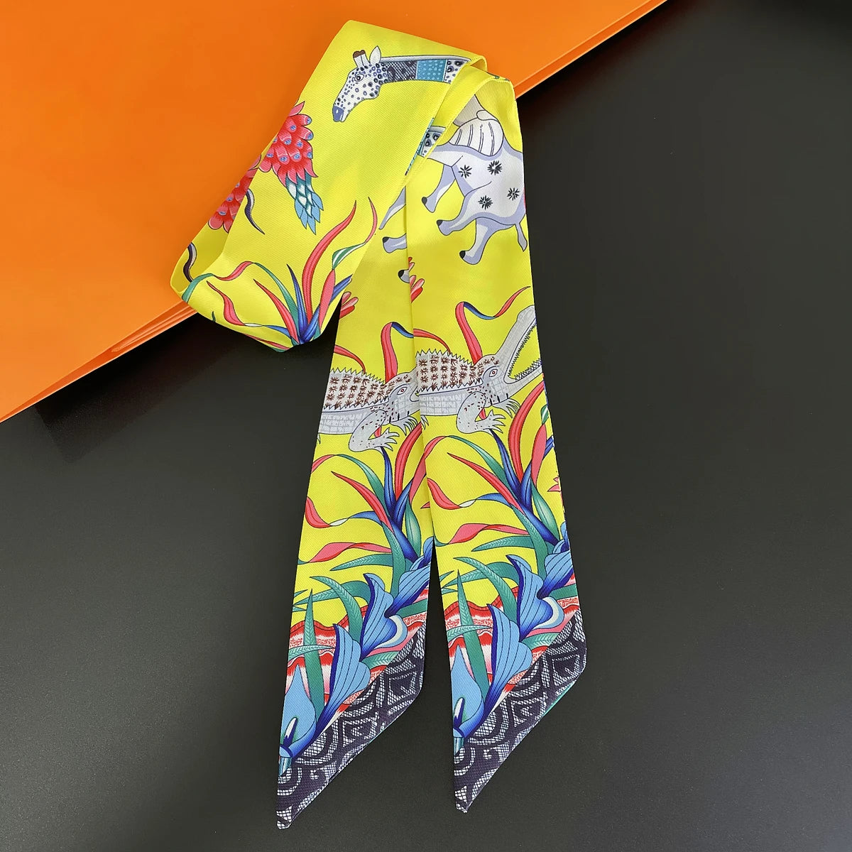🧣 Glomexia Silk Print Hair Scarf – Elegant Women Fashion Wrap ✨