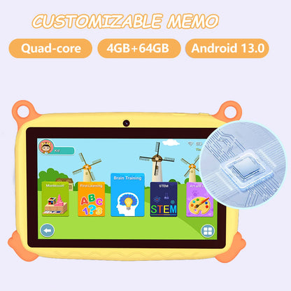7″ Kids Android 13 Tablet 📱🎮 | 4GB RAM 64GB | Dual Camera