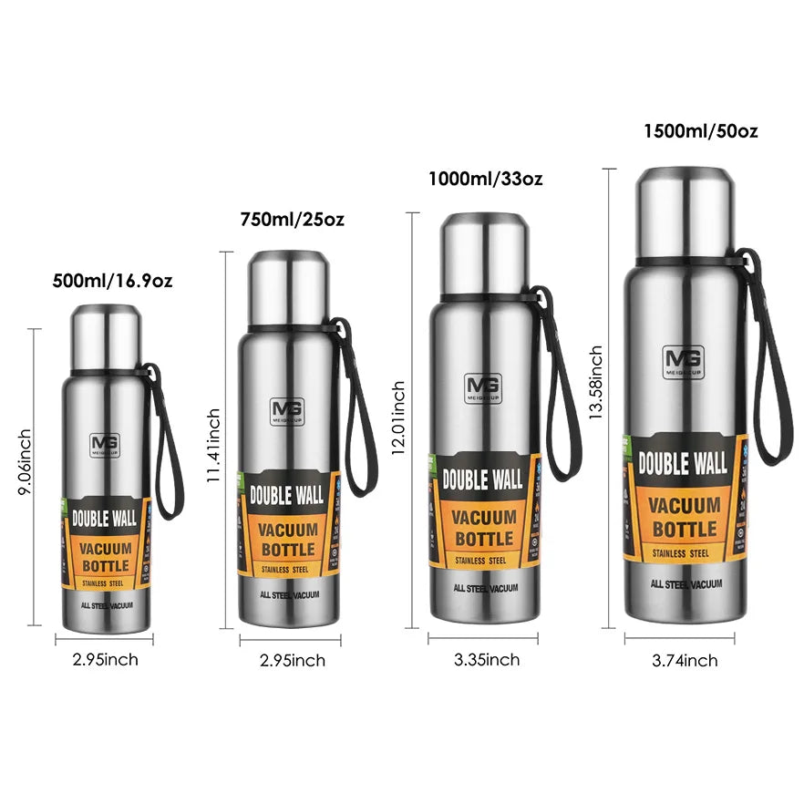 Glomexia Insulated Stainless Steel Thermos Bottle – 500ml to 1500ml