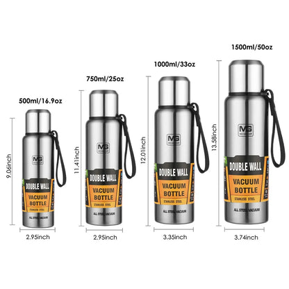 Glomexia Insulated Stainless Steel Thermos Bottle – 500ml to 1500ml