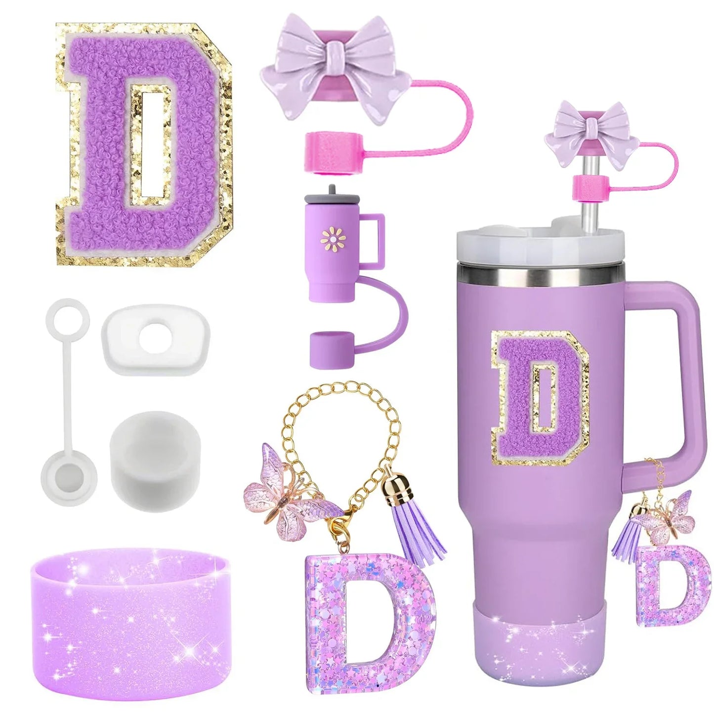 🥤 ✨ Glomexia 8-Piece Tumbler Accessories Set (Purple)