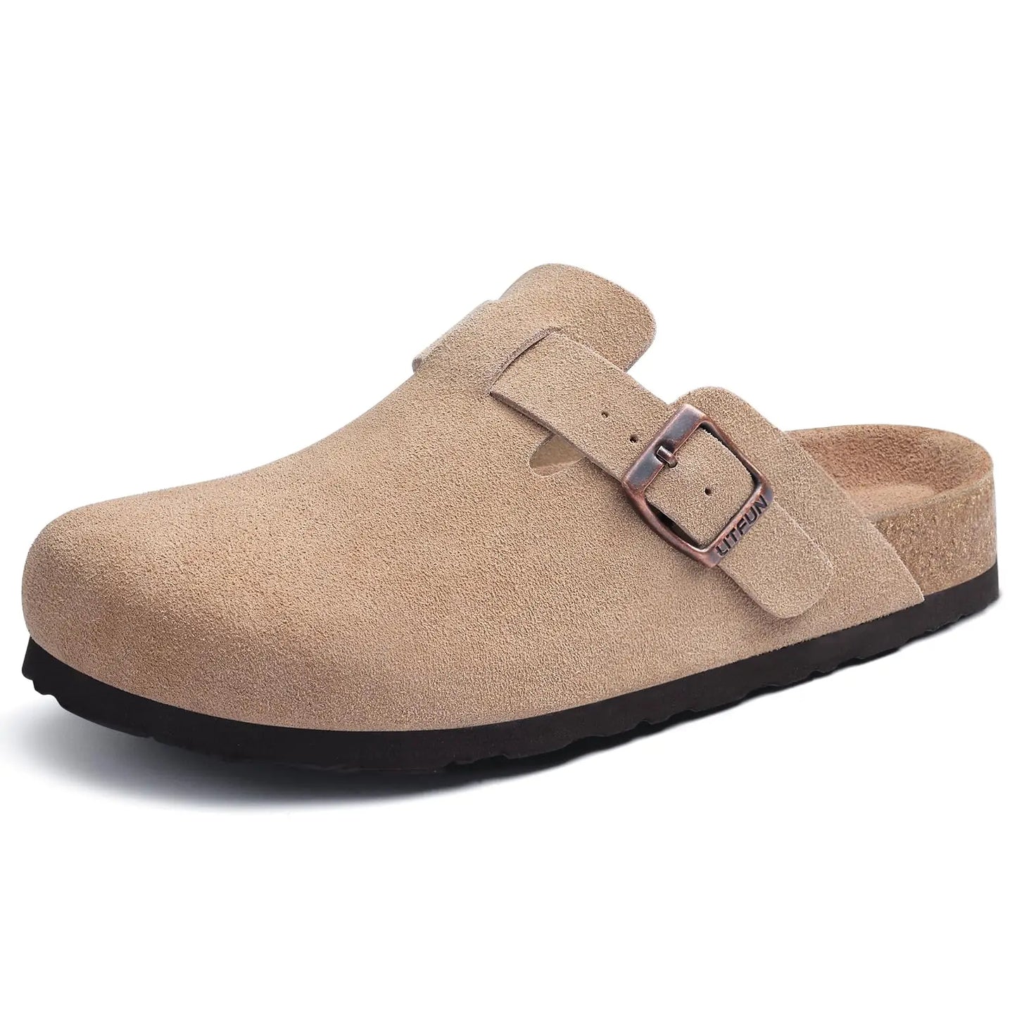Women Suede Cork Mules 👡 | Arch Support Buckle Clogs