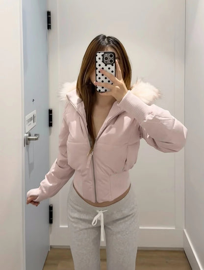 Rhinestone Hooded Crop Jacket