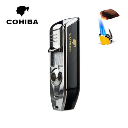 Premium Windproof Cigar Lighter with Triple Punch