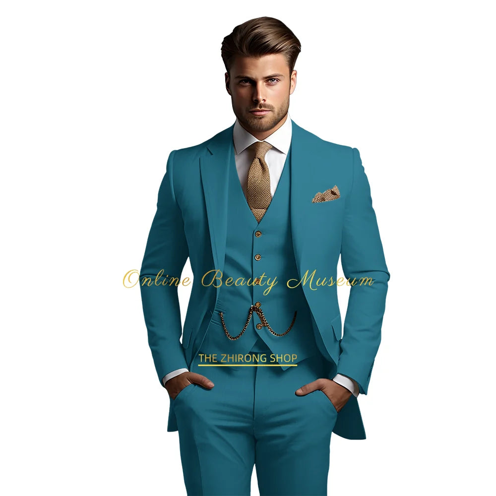 🤵 Men’s Wedding Banquet Suit – Classic Single Breasted Formal Set