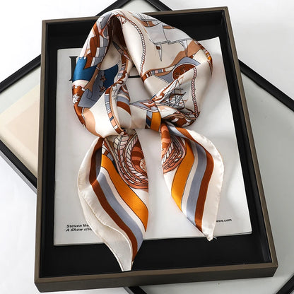 Women’s Luxury Cat Print Silk Square Scarf (70cm)