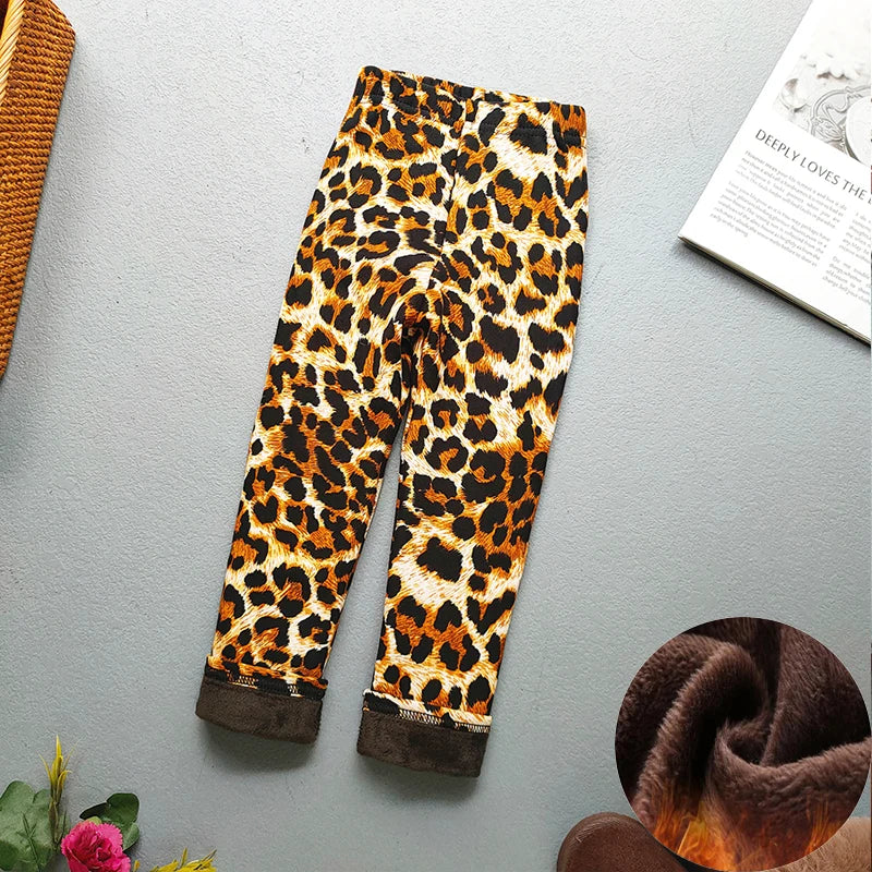 Premium Kids Winter Velvet Leggings – Thick Warm Cartoon Pants