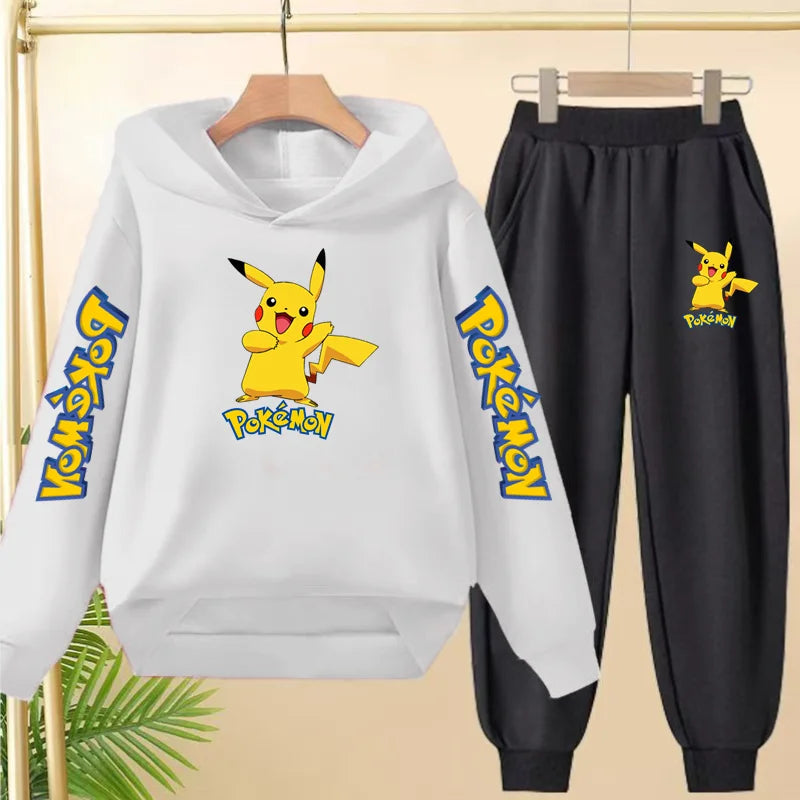 Kids Velvet Hooded Outfit Set – Warm Printed Jacket & Pants