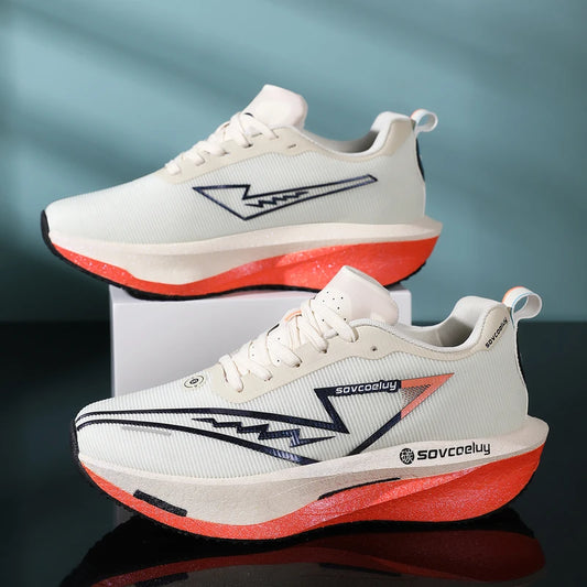 Men’s Lightweight Running Shoes | Breathable Nylon Sneakers with Carbon Plate | Non-Slip Casual Sports Shoes
