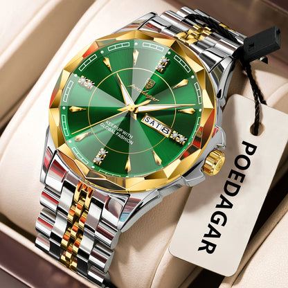 Men’s Luxury Stainless Steel Watch – Date & Week Display
