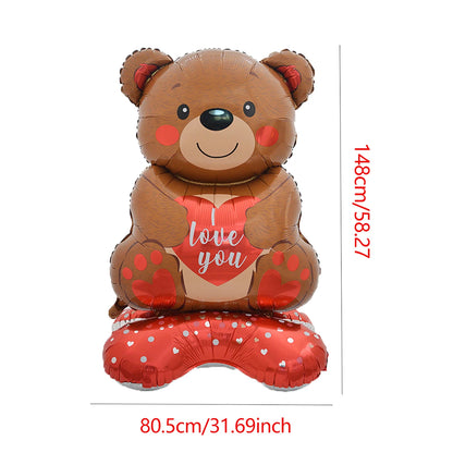 Large Kiss Me Love Heart Foil Balloon Stand