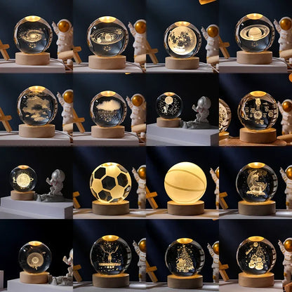 3D Moon Crystal Ball Night Light