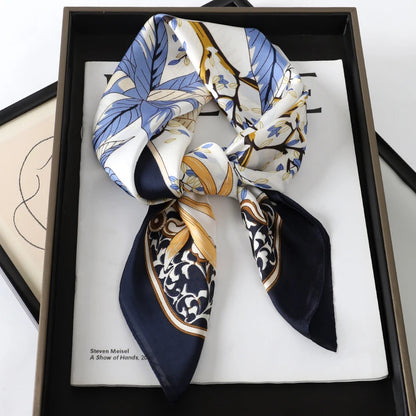 Women’s Luxury Cat Print Silk Square Scarf (70cm)