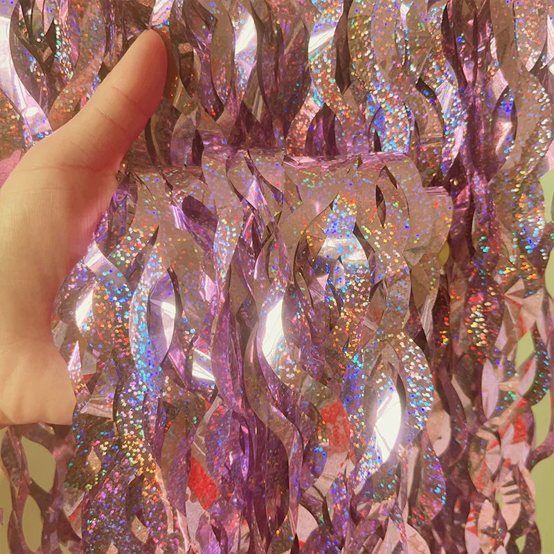Metallic Tinsel Foil Fringe Curtain with Star