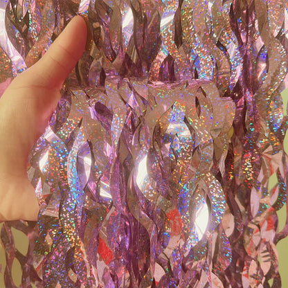 Metallic Tinsel Foil Fringe Curtain with Star