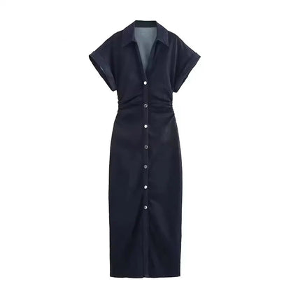 Glomexia Women’s Denim Midi Dress 💙 Casual Streetwear Summer Fashion 👗