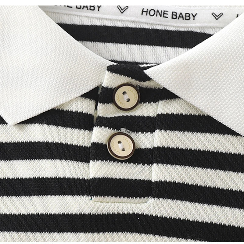 Glomexia Boys Striped Polo Tee – Long Sleeve