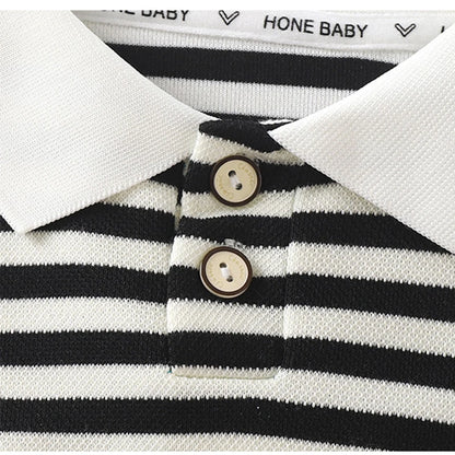 Glomexia Boys Striped Polo Tee – Long Sleeve