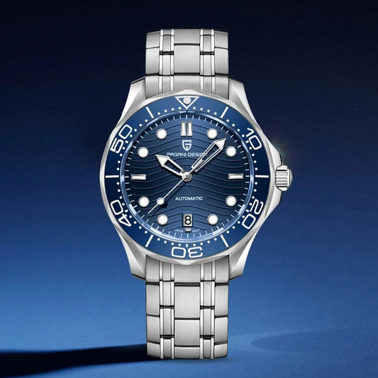 Men’s Automatic Diving Watch – Blue Dial Mechanical Wristwatch