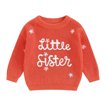 🧸 Baby Girl Floral Embroidered Knit Sweater – Soft Cotton Pullover