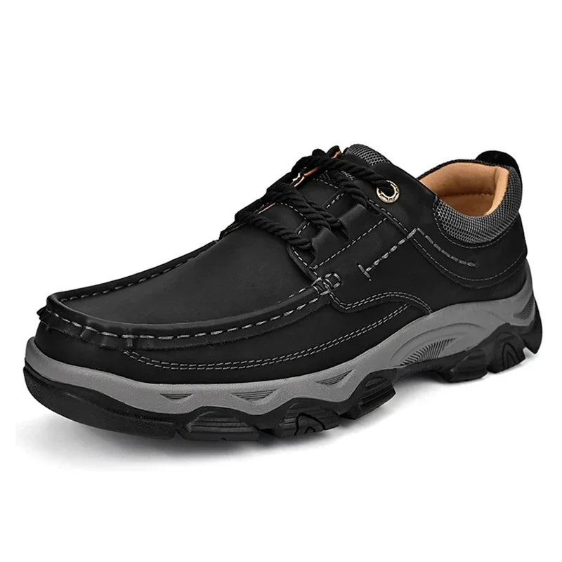 Glomexia Men Genuine Leather Loafers 👞 | Retro Slip-On Shoes