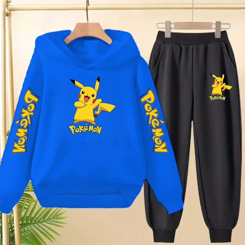 Kids Velvet Hooded Outfit Set – Warm Printed Jacket & Pants