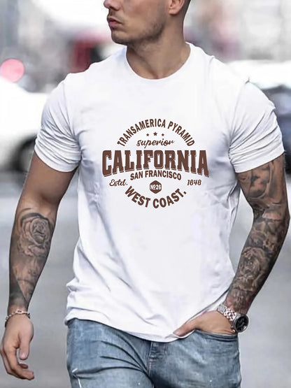Men’s 100% Cotton California Print Casual T-Shirt