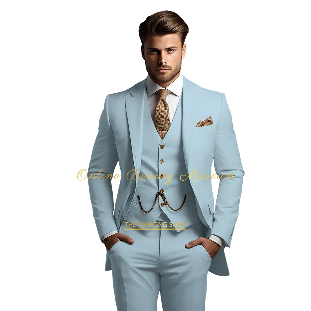 🤵 Men’s Wedding Banquet Suit – Classic Single Breasted Formal Set