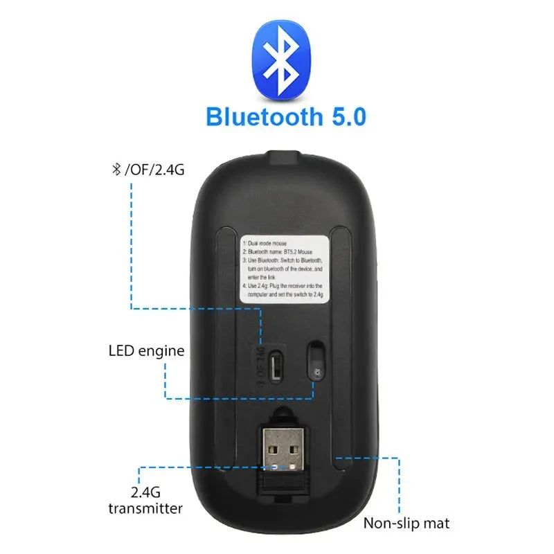 🖱️ Glomexia RGB Wireless Rechargeable Mouse (3600 DPI)