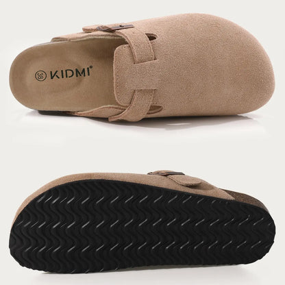 Women Suede Cork Mules 👡 | Arch Support Buckle Clogs