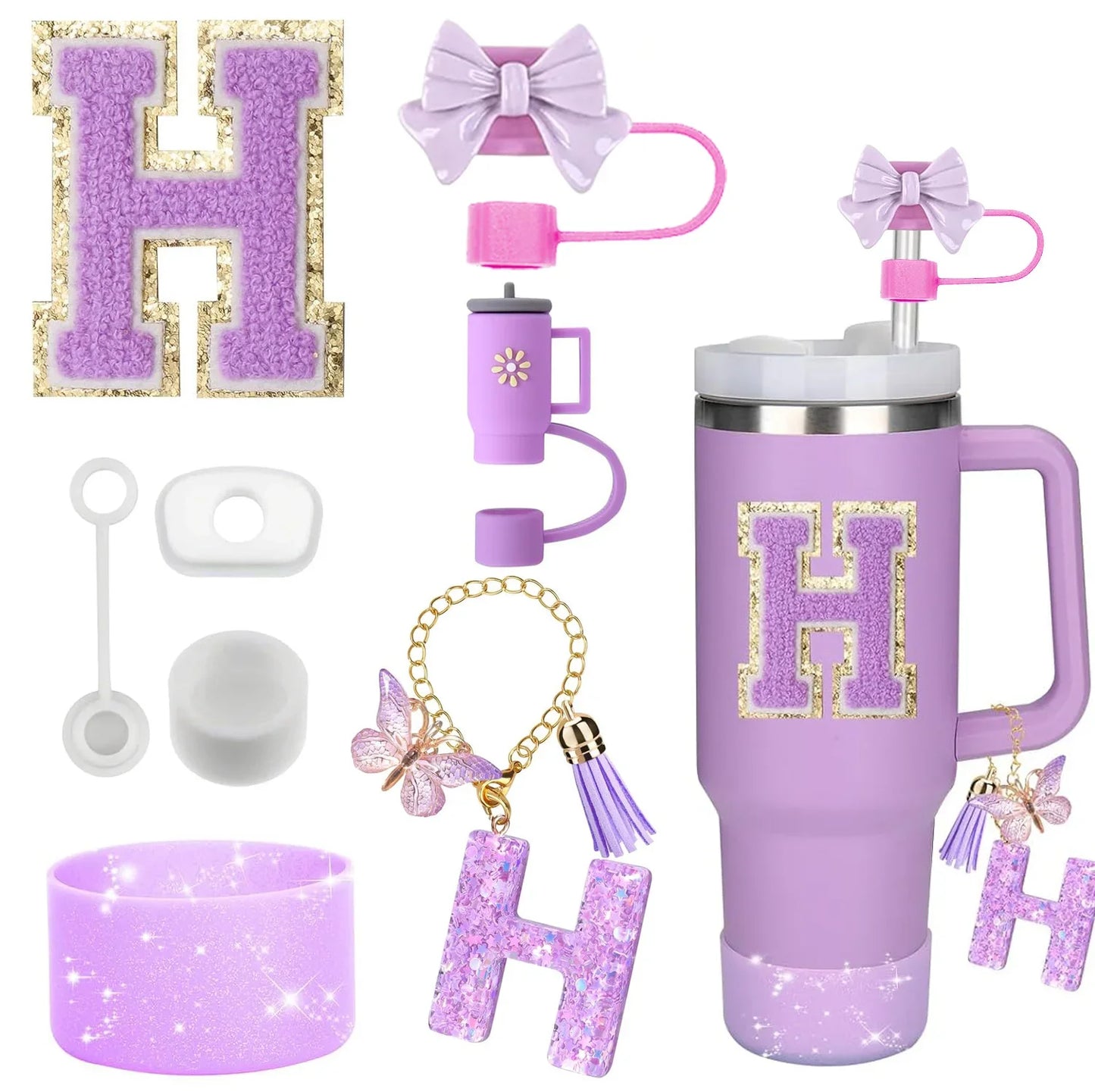 🥤 ✨ Glomexia 8-Piece Tumbler Accessories Set (Purple)