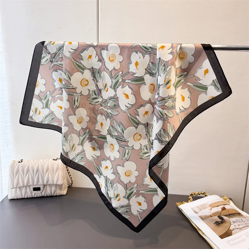 Women’s Luxury Floral Printed Silk Scarf