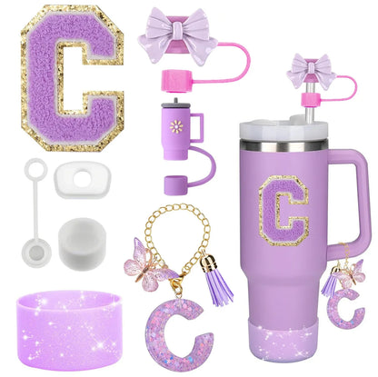 🥤 ✨ Glomexia 8-Piece Tumbler Accessories Set (Purple)