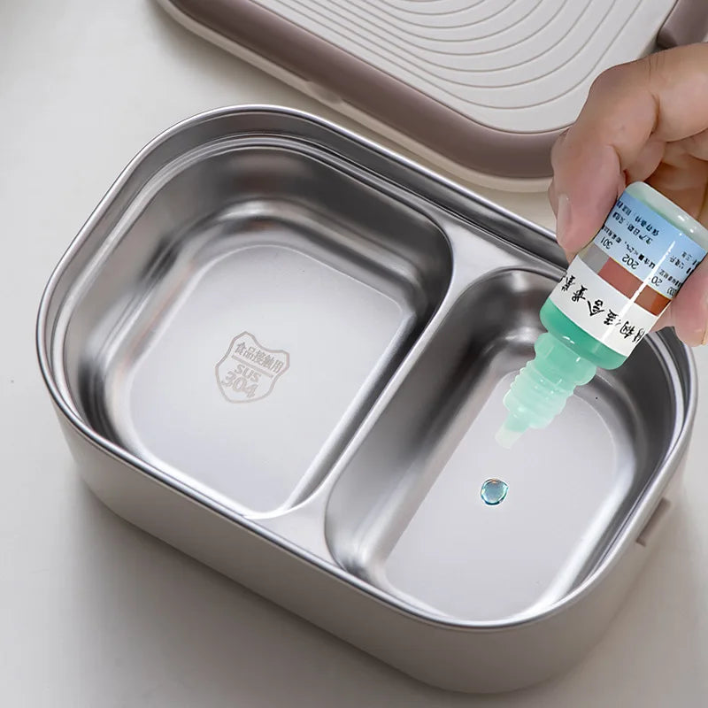 Electric Heated Lunch Box 1000ml 🍱 | Stainless Steel Bento Box with Spoon & Bag