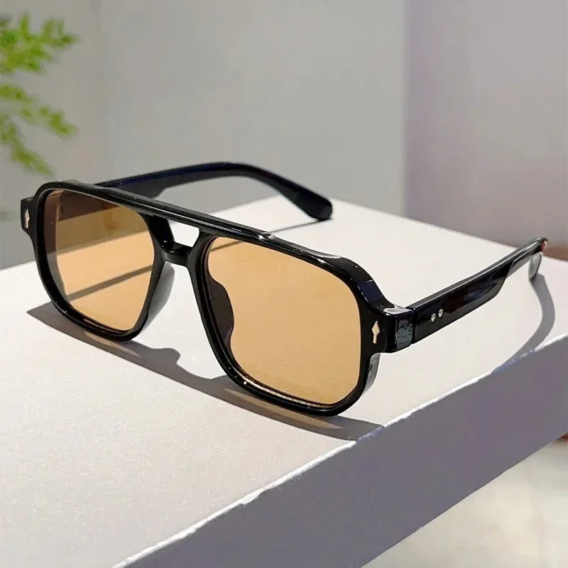 Vintage Square Sunglasses – Double Bridge UV400 Eyewear