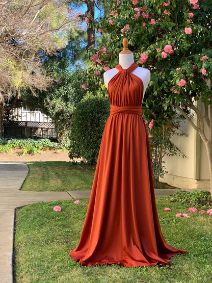 Rust Infinity Multiway Maxi Dress – Bridesmaid & Evening Gown