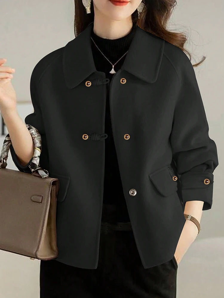 🧥 Women’s Double Breasted Casual Jacket – Autumn Winter Wear