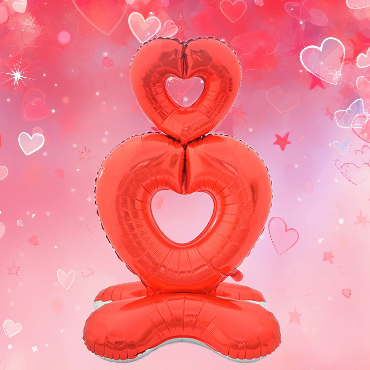Large Kiss Me Love Heart Foil Balloon Stand