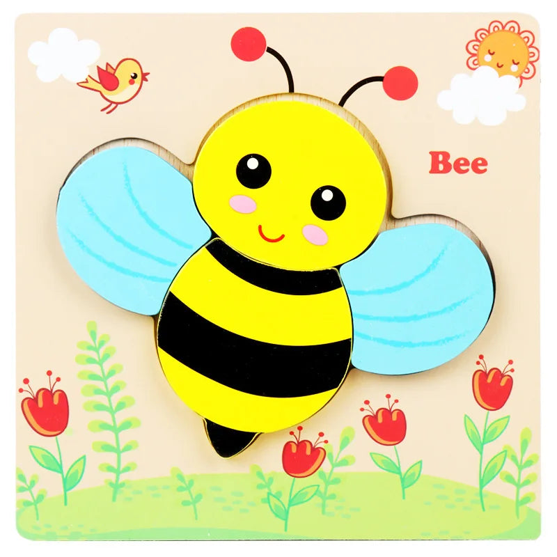 Wooden 3D Cartoon Animal Puzzle Toy