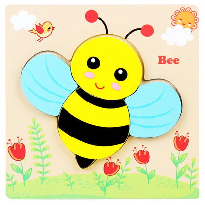 Wooden 3D Cartoon Animal Puzzle Toy