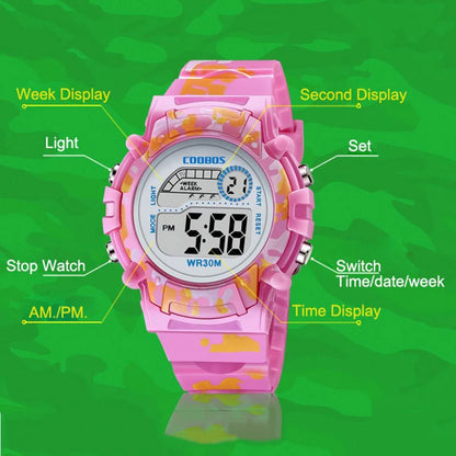 ⌚ Camouflage Digital LED Watch for Kids 🟢🕒