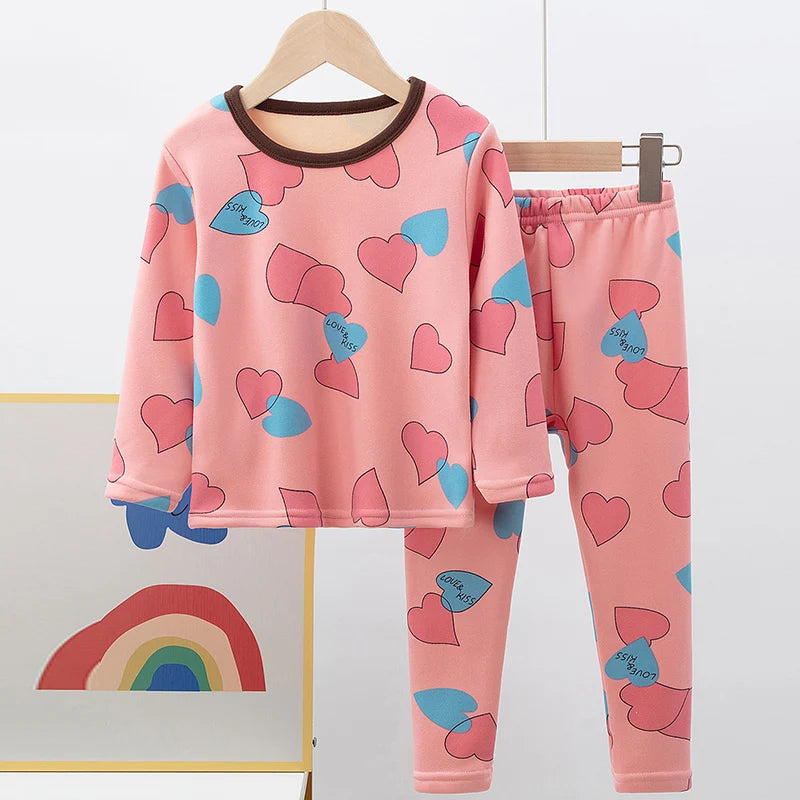 🧸 Kids Winter Print Pajama Set – Soft Full Sleeve Sleepwear