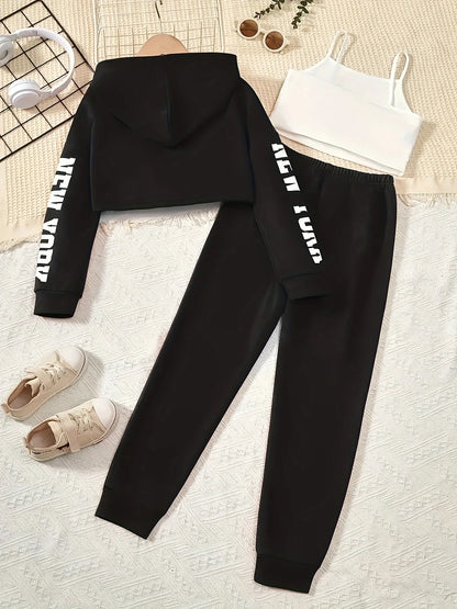 Girls 3-Piece Hooded Sports Suit Set