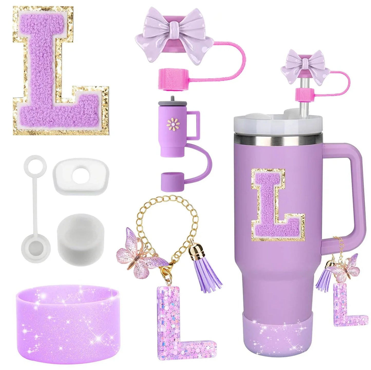 🥤 ✨ Glomexia 8-Piece Tumbler Accessories Set (Purple)