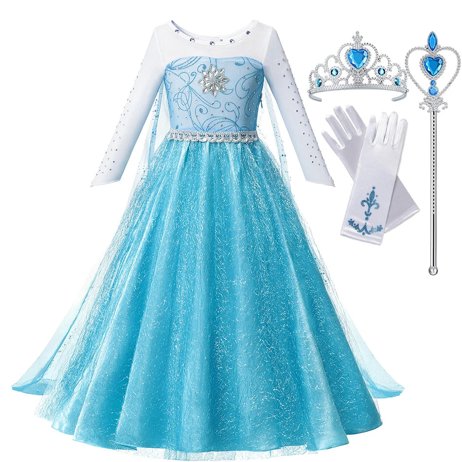 Summer Fancy Queen Elsa & Anna Princess Dress for Girls | Toddler Halloween Cosplay Party Costume Dress for 2-10 Years